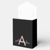 Rose Gold - Rosa Schwarzer Glitzer Monogramm Name Geschenkschachtel (Geöffnet)