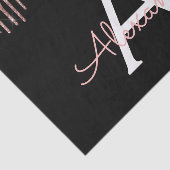 Rose Gold - Rosa Schwarzer Glitzer Monogramm Name Seidenpapier (Ausschnitt)
