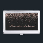 Rose Gold Rosa Schwarzer Glitzer Monogramm Visitenkarten Dose<br><div class="desc">Rose Gold - Rosa und Schwarze Imitate Luxuriöser Chic Glam Glitzer und sparkle Elegant Girly Business Card Inhaber. Dieser Visitenkartenhalter kann so angepasst werden,  dass er Ihren Vor- und Nachnamen einbezieht.</div>