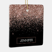 Rose Gold - Rosa Schwarzer Glitzer Name Keramikornament (Rechts)