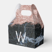 Rose Gold Rosa Schwarzer Marmor Glitzer Staubmonog Geschenkschachtel (Rückseite)