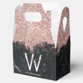 Rose Gold Rosa Schwarzer Marmor Glitzer Staubmonog Geschenkschachtel (Geöffnet)