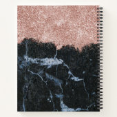 Rose Gold Rosa Schwarzer Marmor Glitzer Staubmonog Notizblock (Rückseite)