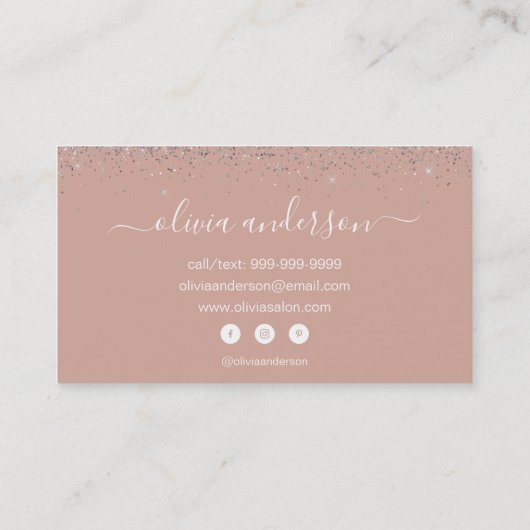 Rose Gold Rosa Silberfarben Glitzer Haarfärbemitte Visitenkarte (Rückseite)