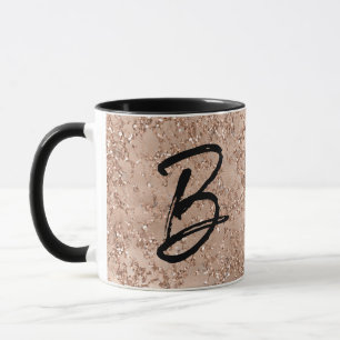 Rose Gold Rosa Sparkenkrackle Mit Monogramm Tasse