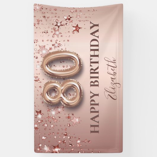Rose Gold Rosa Stars Ballon Drehbuch zum 80. Gebur Banner (Vertikal)