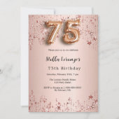 Rose Gold Rosa Stars Luxus Einladung (Vorderseite)