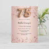 Rose Gold Rosa Stars Luxus Einladung (Stehend Vorderseite)
