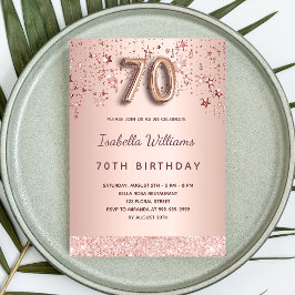 Rose Gold Rosa Stars zum 70. Einladung