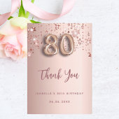Rose Gold Rosa Stars zum 80. Dankeskarte