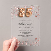 Rose Gold Rosa Sterne zum 85. Acryleinladungen (Insitu (Handheld))