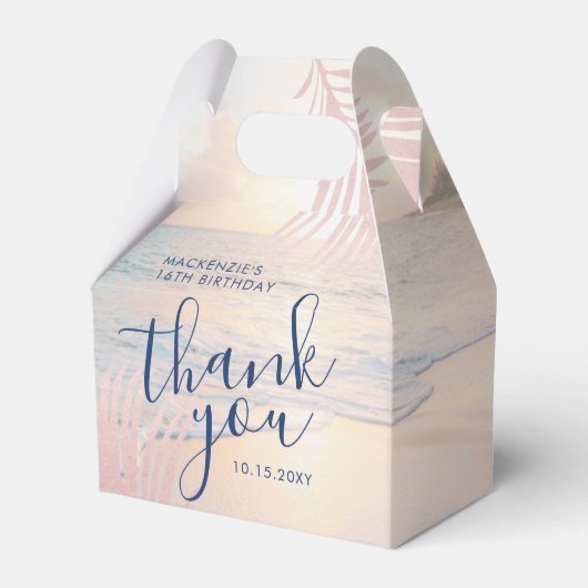 Rose Gold Rosa Strand Geburtstag Elegantes Gable Geschenkschachtel (Vorderseite)