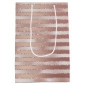 Rose Gold Rosa Streifen Glitz Brautparty Mittlere Geschenktüte (Rückseite)