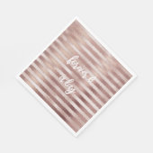 Rose Gold Rosa Streifen Glitz Brautparty Serviette (Ecke)
