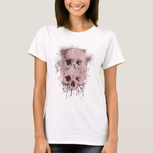 Rose Gold Rosa Totenkopf Tropf Tintenfleck Grafik T-Shirt