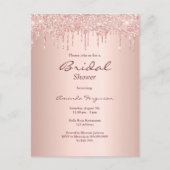 Rose Gold Rosa Tropfen Brautdusche Einladung Postkarte (Vorderseite)