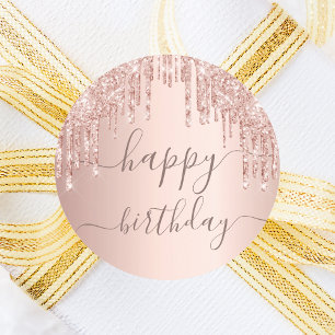 Rose Gold Rosa Tropfen Party Runder Aufkleber