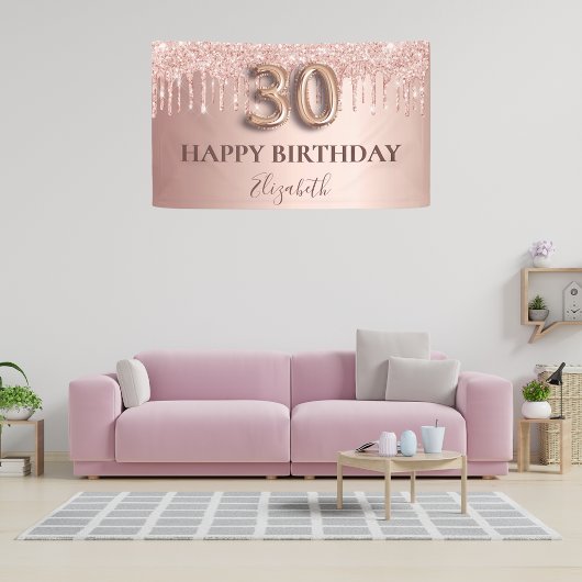 Rose Gold Rosa Tropfen zum 30. Geburtstag Banner
