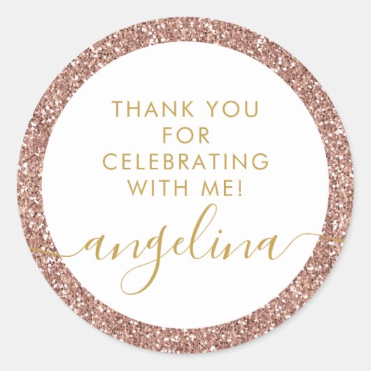 Rose Gold Rosa Unterschrift Danke Gastgeschenk Runder Aufkleber (Vorderseite)