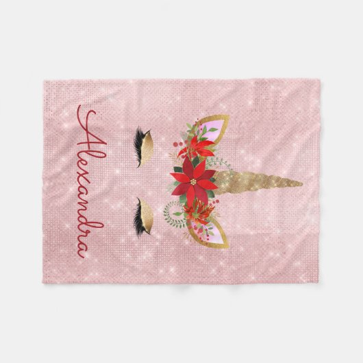 Rose Gold - Rosa Weihnachtscreme Fleecedecke (Vorderseite (Horizontal))