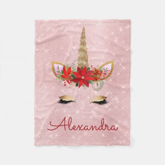 Rose Gold - Rosa Weihnachtscreme Fleecedecke (Vorderseite)