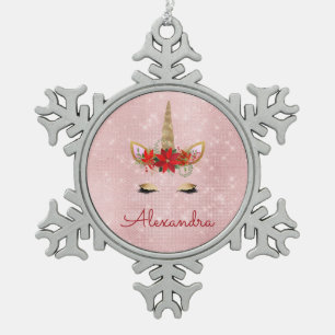 Rose Gold - Rosa Weihnachtscreme Schneeflocken Zinn-Ornament