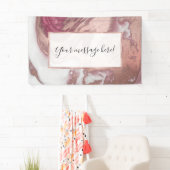 Rose Gold Rosa Weiß gestrichen Girly Abstrakt Marm Banner (Insitu)