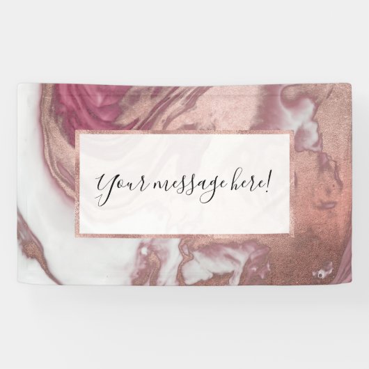 Rose Gold Rosa Weiß gestrichen Girly Abstrakt Marm Banner (Horizontal)
