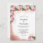 Rose Gold Rosa Weiße Blüte Elegante Moderne Hochze Einladung (Vorderseite)