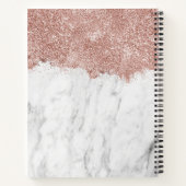 Rose Gold Rosa Weißer Marmor Glitzer Staubmonogram Notizblock (Rückseite)