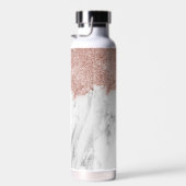 Rose Gold Rosa Weißer Marmor Glitzer Staubmonogram Trinkflasche (Rechts)
