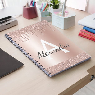 Rose Gold - Rosafarbenes Glitter-Metall-Monogramm- Notizblock