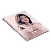 Rose Gold-Rose-Foto-Monogramm-Skript Notizblock (Rechte Seite)