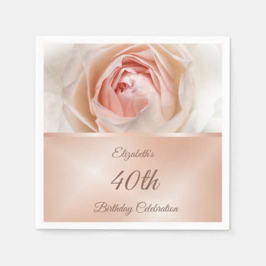 Rose Gold Rose Geburtstag Serviette (Vorderseite)