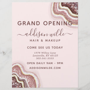 Rose Gold Rosé Glitter Achat Geode Geschäft Flyer