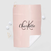 Rose Gold-Rose-Monogramm-Namensschrift Golfhandtuch (Insitu)