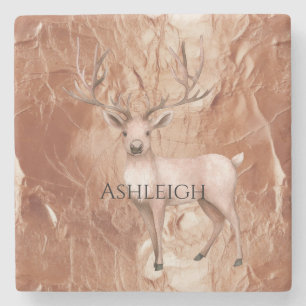 Rose Gold Rosé Pink Boho Hirsch Baum Steinuntersetzer