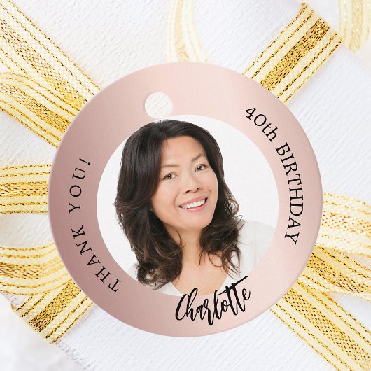 Rose gold rot Custom Foto Danke Geburtstag Geschenkanhänger