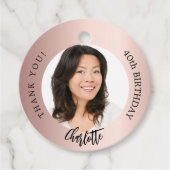 Rose gold rot Custom Foto Danke Geburtstag Geschenkanhänger (Vorderseite)