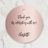 Rose gold rot Custom Foto danke Quinceanera Geschenkanhänger (Rückseite)