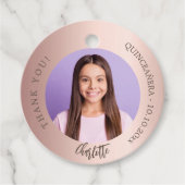 Rose gold rot Custom Foto danke Quinceanera Geschenkanhänger (Vorderseite)