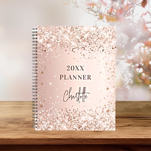 Rose gold-rot Glitzer-Skript glam 2023 Planer