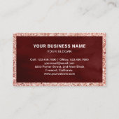 Rose Gold Rote Blüte Erdbeere Backwaren Visitenkarte (Rückseite)