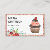 Rose Gold Rote Blüte Erdbeere Backwaren Visitenkarte (Vorderseite)