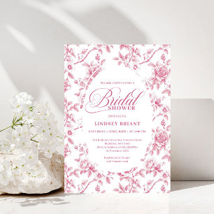Rose Gold Rouge Toile Rosen Florale Hochzeitsshowe Einladung