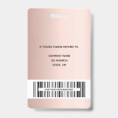 Rose Gold Roush Foto Mitarbeiter Ausweis (Rückseite)