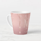 Rose Gold Roush Glitzer Ihr Name Letter Latte Tass Milchtasse (Linke Ecke)