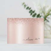Rose Gold Roush Pink Glitzer Herzmonogramm Danke (Stehend Vorderseite)