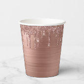 Rose Gold Roush Rosa Glitzer Monogram Paper Cups Pappbecher (Rückseite)