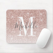 Rose Gold Roush Rosa Glitzer Sparkon Monogramm Nam Mousepad (Mit Mouse)